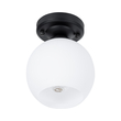 GloboStar® MAURA 01318 Μοντέρνο Φωτιστικό Οροφής Καμπάνα Μονόφωτο 1 x E27 IP20 Λευκό Γυαλί με Μαύρο Μέταλλο - Μ15 x Π15 x Υ18cm