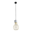 GloboStar® DURANT 01325 Μοντέρνο Κρεμαστό Φωτιστικό Πλέγμα Μονόφωτο 1 x E27 IP20 Γκρι Τσιμέντο με Χρυσό Μέταλλο - Μ20 x Π20 x Υ35cm