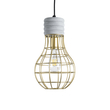 GloboStar® DURANT 01325 Μοντέρνο Κρεμαστό Φωτιστικό Πλέγμα Μονόφωτο 1 x E27 IP20 Γκρι Τσιμέντο με Χρυσό Μέταλλο - Μ20 x Π20 x Υ35cm