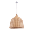 GloboStar® BAHAMAS 01370 Boho Κρεμαστό Φωτιστικό Καμπάνα Μονόφωτο 1 x E27 IP20 Μπεζ Ξύλο - Μ60 x Π60 x Υ60cm