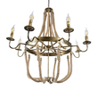 GloboStar® BAVARIAN 01405 Vintage Κρεμαστό Φωτιστικό Ανάρτηση Πολύφωτο 8 x E14 IP20 Μπρούτζινο Μέταλλο με Μπεζ Σχοινί - Μ87 x Π87 x Y80cm