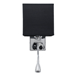 GloboStar® ELEGANT 01494 Μοντέρνο Επιτοίχιο Φωτιστικό Απλίκα με LED Βραχίονα Δίφωτο 1 x E27 IP20 Μαύρο Ύφασμα με Ασημί Μέταλλο - Μ17 x Π21 x Υ43cm