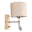 GloboStar® ELEGANT 01496 Μοντέρνο Επιτοίχιο Φωτιστικό Απλίκα με Ρυθμίζόμενο Σώμα LED Δίφωτο 1 x E27 IP20 Μπεζ Ύφασμα με Μπρούτζινο Μέταλλο - Μ18 x Π23.5 x Υ31cm