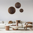 GloboStar® OCEANA 01362 Boho Κρεμαστό Φωτιστικό Μπάλα Μονόφωτο 1 x E27 IP20 Καφέ Σχοινί - Μ60 x Π60 x Υ60cm