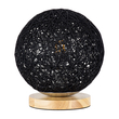 GloboStar® OCEANA 01338 Boho Επιτραπέζιο Φωτιστικό Πορτατίφ Μονόφωτο Μαύρο Ξύλινο Ψάθινο Rattan Φ20 x Υ22cm