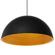 GloboStar® MEDEA 01344 Μοντέρνο Κρεμαστό Φωτιστικό Καμπάνα Μονόφωτο 1 x E27 IP20 Μαύρο & Χρυσό Μέταλλο - Μ60 x Π60 x Υ30cm