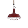 GloboStar® CRANE 01410 Vintage Κρεμαστό Φωτιστικό Μονόφωτο Καμπάνα 1 x E27 IP20 Μπορντό Κόκκινο & Λευκό Μεταλλο με Μπεζ Σχοινί - Μ36 x Π36 x Y31cm