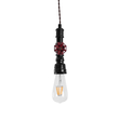 GloboStar® SPIGOT 01415 Vintage Κρεμαστό Φωτιστικό Ανάρτηση Μονόφωτο 1 x E27 IP20 Μαύρο & Κόκκινο Μέταλλο - Μ5 x Π5 x Y20cm