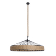 GloboStar® SAHARA 01416 Moντέρνο Κρεμαστό Φωτιστικό Καπέλο Μονόφωτο 1 x E27 IP20 Μαύρο Μέταλλο με Μπεζ Σχοινί - Μ80 x Π80 x Y25cm