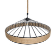 GloboStar® SAHARA 01416 Moντέρνο Κρεμαστό Φωτιστικό Καπέλο Μονόφωτο 1 x E27 IP20 Μαύρο Μέταλλο με Μπεζ Σχοινί - Μ80 x Π80 x Y25cm
