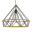 GloboStar® FLUTED 01422 Vintage Κρεμαστό Φωτιστικό Πλέγμα Μονόφωτο 1 x E27 IP20 Μαύρο Μέταλλο με Μπεζ Σχοινί - Μ50 x Π50 x Y44cm