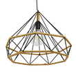GloboStar® FLUTED 01422 Vintage Κρεμαστό Φωτιστικό Πλέγμα Μονόφωτο 1 x E27 IP20 Μαύρο Μέταλλο με Μπεζ Σχοινί - Μ50 x Π50 x Y44cm