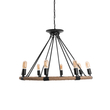 GloboStar® MILLBANK 01423 Vintage Κρεμαστό Φωτιστικό Πλέγμα Πολύφωτο 8 x E27 IP20 Μαύρο Μέταλλο με Μπεζ Σχοινί - Μ80 x Π80 x Y54cm