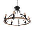 GloboStar® MILLBANK 01423 Vintage Κρεμαστό Φωτιστικό Πλέγμα Πολύφωτο 8 x E27 IP20 Μαύρο Μέταλλο με Μπεζ Σχοινί - Μ80 x Π80 x Y54cm