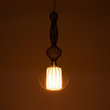 GloboStar® LILY 01560 Vintage Κρεμαστό Φωτιστικό Πλέγμα Μονόφωτο 1 x E27 IP20 Μαύρο Μέταλλο με Λευκό Ύφασμα - Μ25 x Π25 x Υ67cm