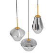 GloboStar® AMARIS 00976 Μοντέρνο Κρεμαστό Φωτιστικό Ανάρτηση Τρίφωτο 3 x E27 IP20 Χρυσό Μέταλλο με Ασημί Γυαλί - Μ50 x Π50 x Y30cm