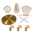 GloboStar® AMARIS 00978 Μοντέρνο Κρεμαστό Φωτιστικό Ανάρτηση Τρίφωτο 3 x E27 IP20 Χρυσό Μέταλλο με Μελί Γυαλί - Μ50 x Π50 x Y30cm