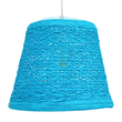 GloboStar® PLAYROOM 00995 Vintage Κρεμαστό Φωτιστικό Καμπάνα Μονόφωτο 1 x E27 IP20 Μπλε Rattan - Μ32 x Π32 x Υ27cm