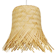 GloboStar® HAWAII 01103 Boho Κρεμαστό Φωτιστικό Καμπάνα Μονόφωτο 1 x E27 IP20 Μπέζ Ξύλο - Μ40 x Π40 x Y43cm