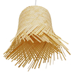GloboStar® HAWAII 01103 Boho Κρεμαστό Φωτιστικό Καμπάνα Μονόφωτο 1 x E27 IP20 Μπέζ Ξύλο - Μ40 x Π40 x Y43cm