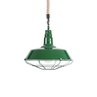 GloboStar® CRANE 01408 Vintage Κρεμαστό Φωτιστικό Μονόφωτο Καμπάνα 1 x E27 IP20 Πράσινο & Λευκό Μέταλλο με Μπεζ Σχοινί - Μ36 x Π36 x Y31cm