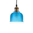 GloboStar® SEGRETO 01452 Vintage Κρεμαστό Φωτιστικό Μονόφωτο Καμπάνα 1 x E27 IP20 Μπλε Γυαλί με Χρυσό Μέταλλο - Μ14 x Π14 x Υ18cm