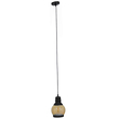 GloboStar® OLIVER 01505 Vintage Κρεμαστό Φωτιστικό Καμπάνα Μονόφωτο 1 x E27 IP20 Μελί Γυαλί με Μαύρο Μέταλλο - Μ16 x Π16 x Υ25cm