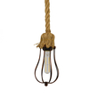 GloboStar® CAMBER 01595 Vintage Κρεμαστό Φωτιστικό Πλέγμα Μονόφωτο 1 x E27 IP20 Χάλκινο Μέταλλο με Μπεζ Σχοινί - Μ11 x Π11 x Υ25cm