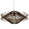 GloboStar® SASSO 01602 Boho Κρεμαστό Φωτιστικό Πλέγμα Μονόφωτο 1 x E27 IP20 Καφέ Ξύλο - Μ50 x Π50 x Y23cm
