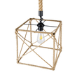 GloboStar® POLISHED 01616 Vintage Κρεμαστό Φωτιστικό Πλέγμα Μονόφωτο 1 x E27 IP20 Μαύρο Μέταλλο με Μπεζ Σχοινί - Μ30 x Π28 x Υ30cm