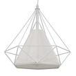 GloboStar® KAIRI 01619 Μοντέρνο Κρεμαστό Φωτιστικό Πλέγμα Μονόφωτο 1 x E27 IP20 Λευκό Μέταλλο με Λευκό Ύφασμα - Μ38 x Π38 x Υ39cm
