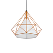 GloboStar® KAIRI 01621 Μοντέρνο Κρεμαστό Φωτιστικό Πλέγμα Μονόφωτο 1 x E27 IP20 Πορτοκαλί Μέταλλο με Λευκό Ύφασμα - Μ38 x Π38 x Y38cm