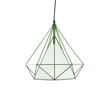 GloboStar® KAIRI 01622 Μοντέρνο Κρεμαστό Φωτιστικό Πλέγμα Μονόφωτο 1 x E27 IP20 Πράσινο Μέταλλο με Λευκό Ύφασμα - Μ38 x Π38 x Y38cm