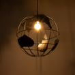 GloboStar® EARTH 01663 Vintage Κρεμαστό Φωτιστικό Φιγούρα Μονόφωτο 1 x E27 IP20 Μαύρο Μέταλλο - Μ41 x Π41 x Y41cm