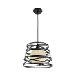 GloboStar® CARTER 00961 Μοντέρνο Κρεμαστό Φωτιστικό Πλέγμα Μονόφωτο 1 x E27 IP20 Μαύρο Μέταλλο με Μπεζ Σχοινί - Μ32 x Π32 x Υ25cm