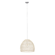 GloboStar® MALIBU 00968 Boho Κρεμαστό Φωτιστικό Πλέγμα Μονόφωτο 1 x E27 IP20 Μπεζ Ξύλο - Μ40 x Π40 x Υ35cm