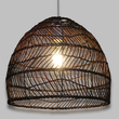 GloboStar® MALIBU 00970 Boho Κρεμαστό Φωτιστικό Πλέγμα Μονόφωτο 1 x E27 IP20 Καφέ Ξύλο - Μ40 x Π40 x Υ35cm