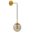 GloboStar® MADISON 01427 Μοντέρνο Επιτοίχιο Φωτιστικό Απλίκα Μονόφωτο 1 x E27 IP20 Χρυσό Μέταλλο με Μελί Γυαλί - Φ15 x Υ54cm