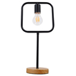 GloboStar® HONOR SQUARE 01435 Μοντέρνο Επιτραπέζιο Φωτιστικό Πορτατίφ Μονόφωτο Μαύρο Μεταλλικό με Ξύλινη Βάση Δρυς Μ20 x Π20 x Υ42cm