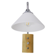 GloboStar® ALESSIA 01459 Μοντέρνο Επιτοίχιο Φωτιστικό Απλίκα Μονόφωτο 1 x E27 IP20 Ασημί Μέταλλο, Λευκό Γυαλί με Μπεζ Ξύλο - Μ18 x Π26 x Υ29cm
