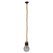 GloboStar® URBAN 01521 Vintage Κρεμαστό Φωτιστικό Πλέγμα Μονόφωτο 1 x E27 IP20 Μαύρο Μέταλλο με Μπεζ Σχοινί - Μ15 x Π15 x Υ25cm