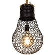 GloboStar® URBAN 01522 Vintage Κρεμαστό Φωτιστικό Πλέγμα Μονόφωτο 1 x E27 IP20 Μαύρο Μέταλλο με Μπεζ Σχοινί - Μ28 x Π28 x Υ40cm