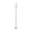 GloboStar® VERSAILLES 01543 Μοντέρνο Επιδαπέδιο Φωτιστικό Μονόφωτο 1 x E27 IP20 Χρυσό Αλουμίνιο , Λευκό Γυαλί με Γκρι Μάρμαρο - Μ35 x Π35 x Υ170cm