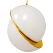 GloboStar® HUDSON 01555 Μοντέρνο Κρεμαστό Φωτιστικό Μπάλα Μονόφωτο 1 x E27 IP20 Λευκό Πλαστικό & Χρυσό Μέταλλο - Μ30 x Π30 x Υ34cm