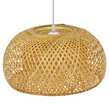 GloboStar® SAN TROPEZ 01626 Boho Κρεμαστό Φωτιστικό Πλέγμα Μονόφωτο 1 x E27 IP20 Μπεζ Ξύλο - Μ38 x Π38 x Υ22cm