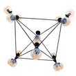 GloboStar® SENTINEL 01637 Μοντέρνο Φωτιστικό Οροφής Πλέγμα Πολύφωτο 15 x E27 IP20 Μαύρο Μέταλλο με μελί Γυαλί - Μ150 x Π150 x Υ115cm