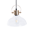 GloboStar® JAVER 00933 Vintage Κρεμαστό Φωτιστικό Καμπάνα Μονόφωτο 1 x E27 IP20 Διάφανο Γυαλί με Χάλκινο Μέταλλο - Μ24.5 x Π24.5 x Υ25cm