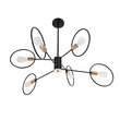 GloboStar® NEXUS 01446 Μοντέρνο Φωτιστικό Οροφής Πλέγμα Πολύφωτο 6 x E27 IP20 Μαύρο & Χάλκινο - Μέταλλο Μ105 x Π105 x Υ70cm