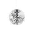 GloboStar® HARPER 01510 Μοντέρνο Κρεμαστό Φωτιστικό Μπάλα Μονόφωτο 1 x E27 IP20 Διάφανο Γυαλί με Ασημί Μέταλλο - Μ25 x Π25 x Υ30cm