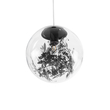 GloboStar® HARPER 01512 Μοντέρνο Κρεμαστό Φωτιστικό Μπάλα Μονόφωτο 1 x E27 IP20 Διάφανο Γυαλί με Μαύρο Μέταλλο - Μ25 x Π25 x Υ30cm